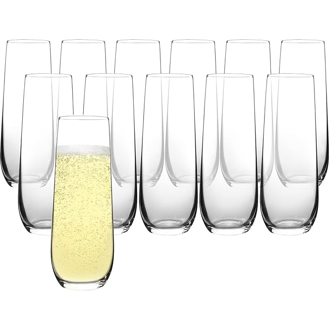 Stemless Champagne Flutes, Set of 12