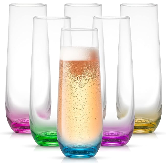 HUE Stemless Champagne Flutes, Set of 6