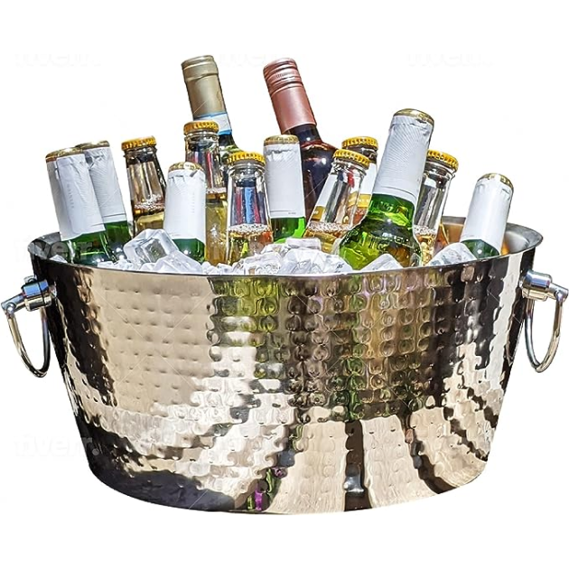 Hammered Stainless-Steel Beverage Tub