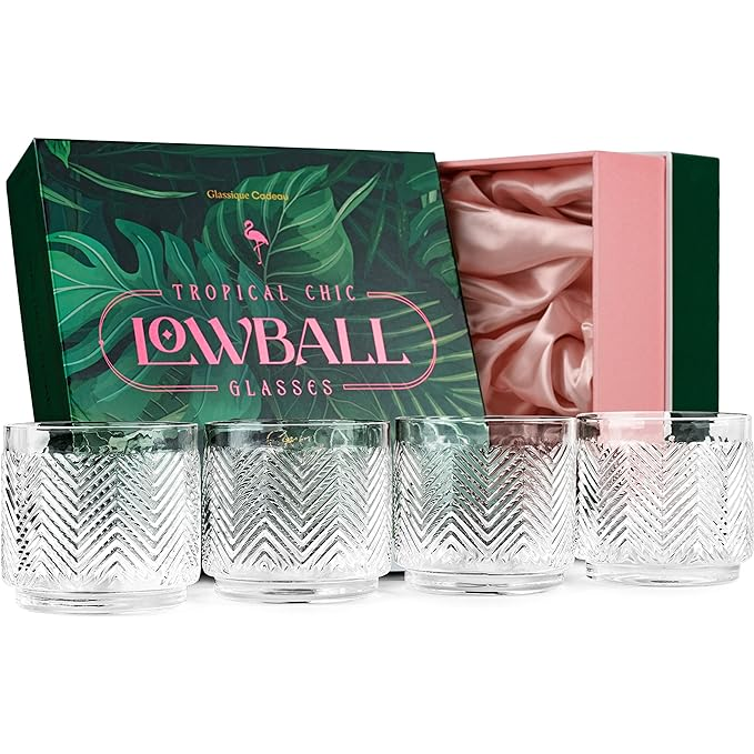 Flamingo Lowball Cocktail Glasses 