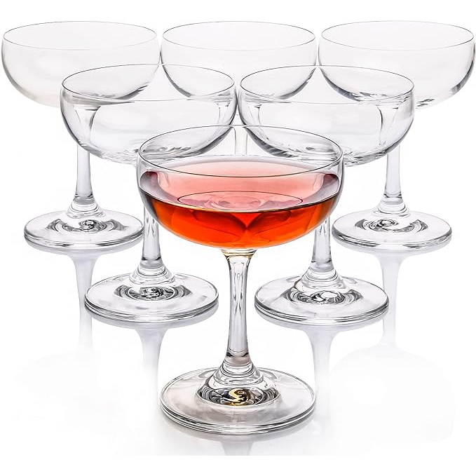 Crystal Coupe Glasses, Set of 6