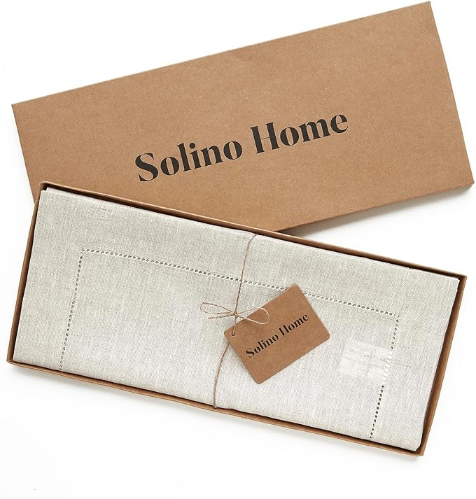 Solino Home Light Natural Linen Table Runner, 36 inches