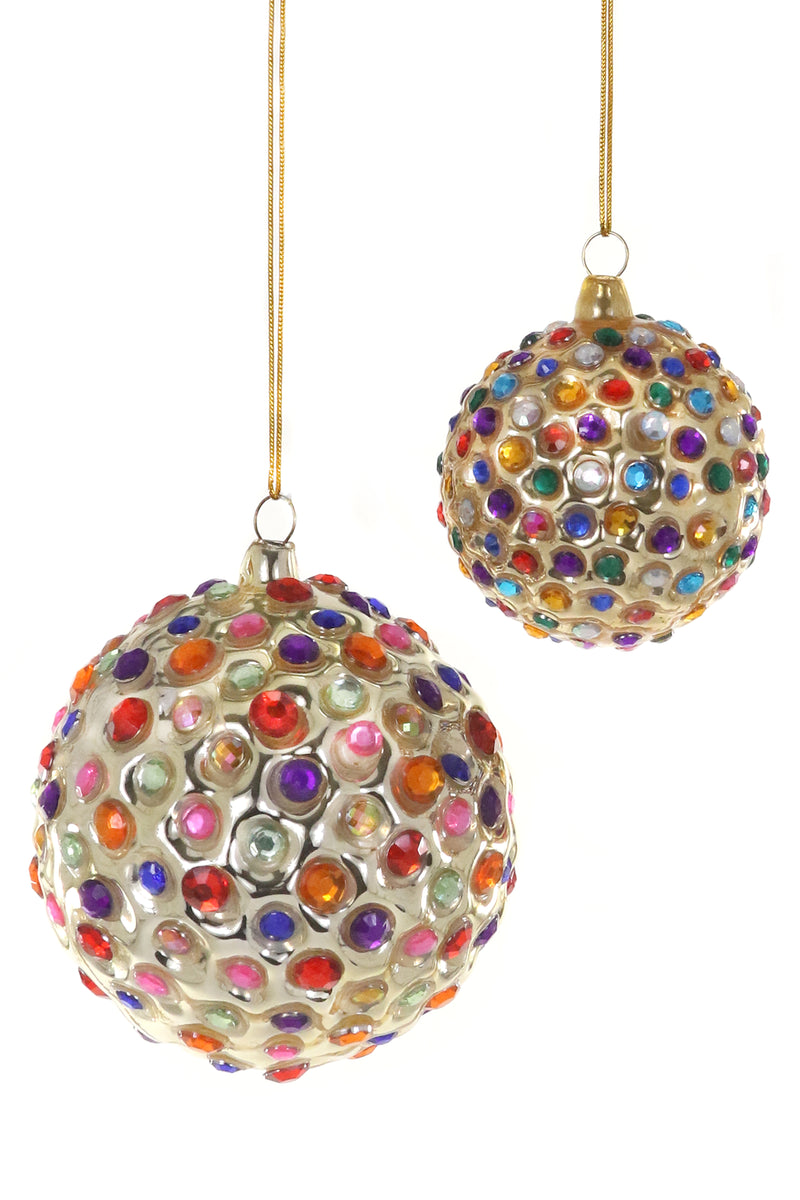 Jewel Encrusted Bauble-Gold, Set of 6
