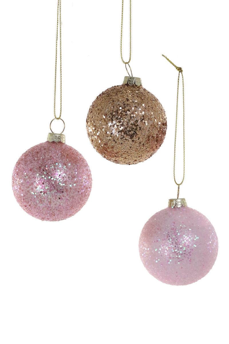 Glitter Baubles-Small Pink, Set of 6