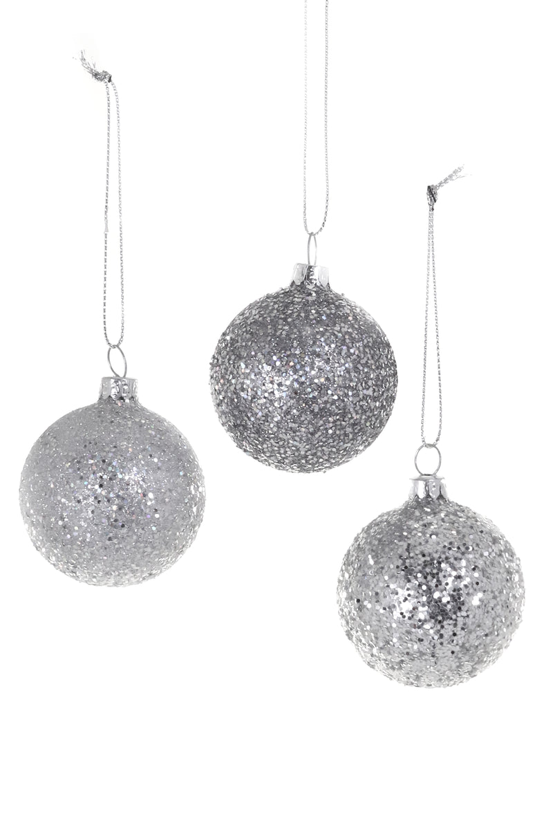 Glitter Baubles-Large Red, Set of 6