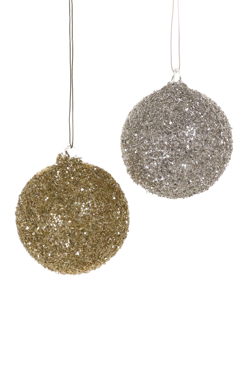 Glass Glitter Baubles, Set of 6