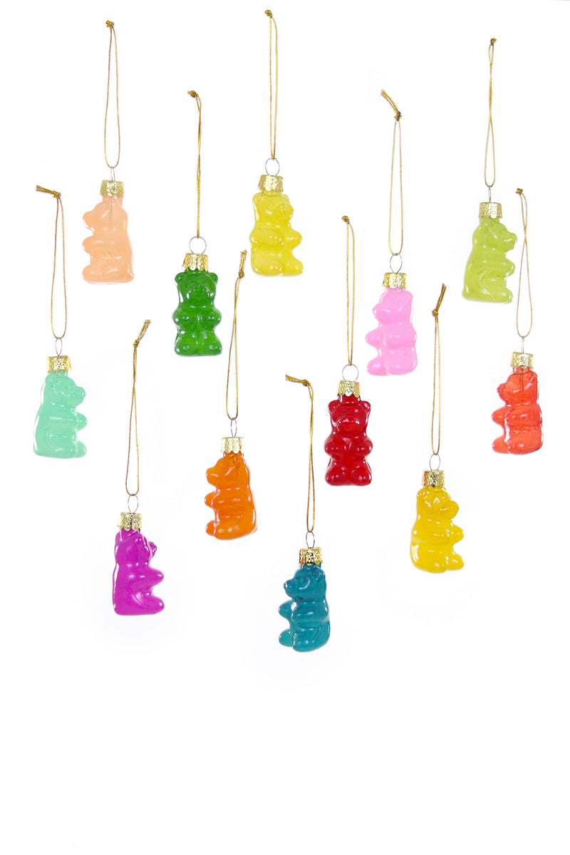 Rainbow Gummy Bear Ornaments, Set of 12