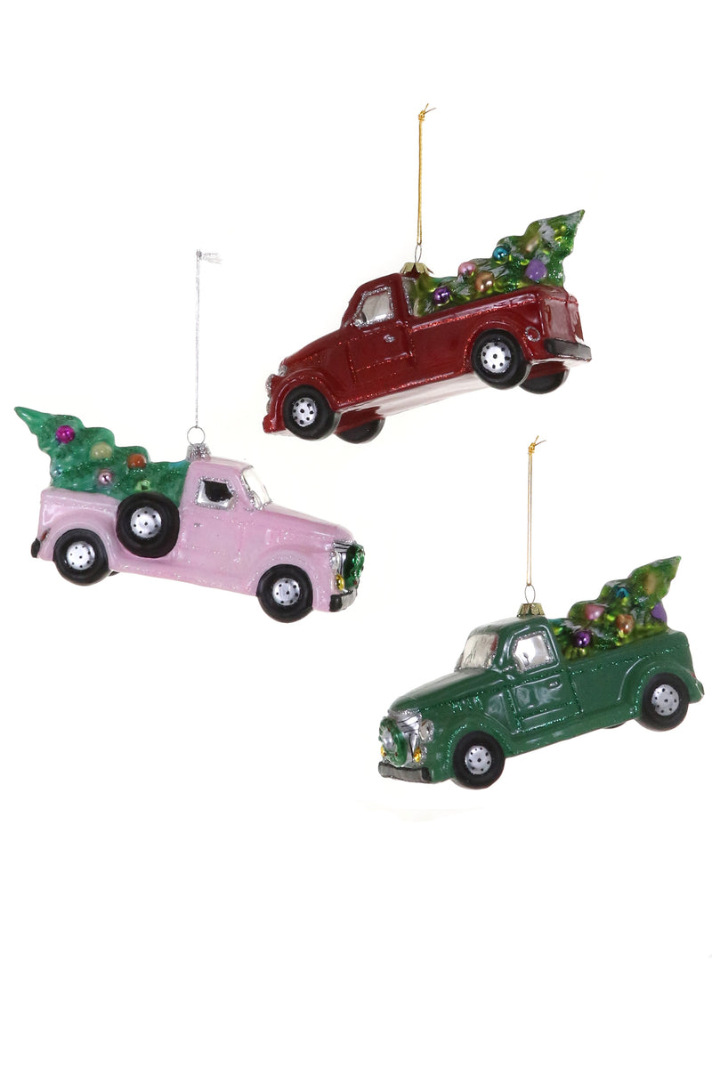 Christmas Greeting Truck Ornaments, Set of 6