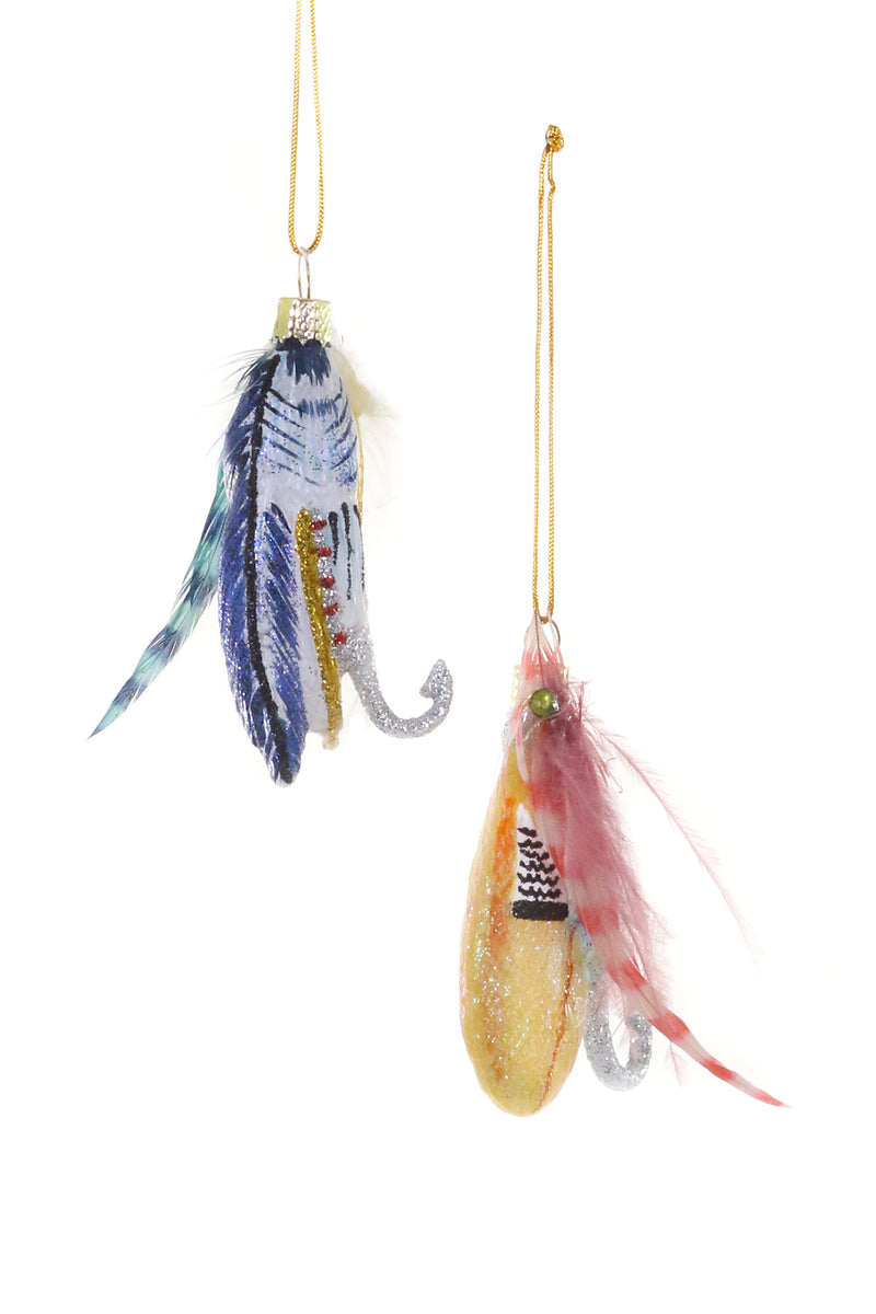 Vintage Fishing Flies Ornaments, Set of 6