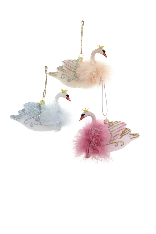 Crowned Swan Ornaments, Set of 3