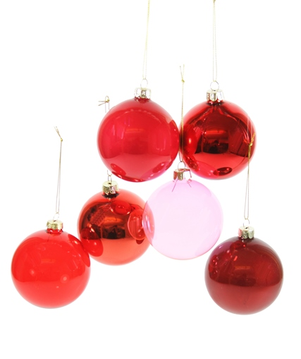 Red and Pink Ornaments, Case of 6