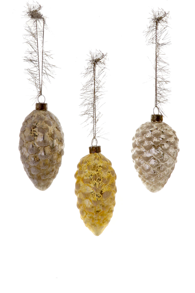 Victorian Pine Cone Ornaments, Set of 6