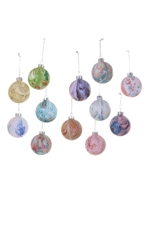 Marbled Bauble Medium Ornamens, Set of 12