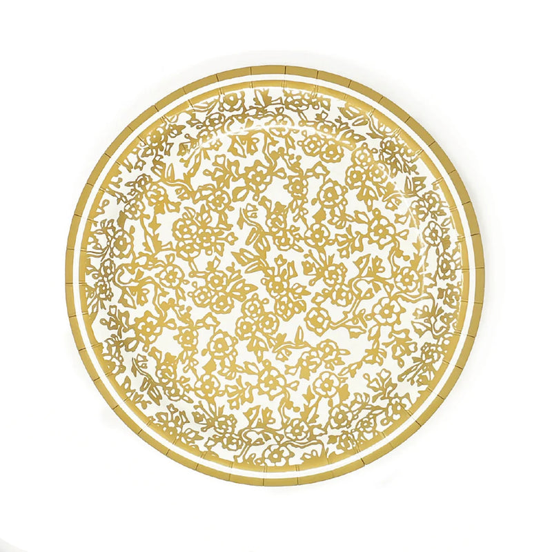 7" Gold Chinoiserie Paper Plates, Pack of 8