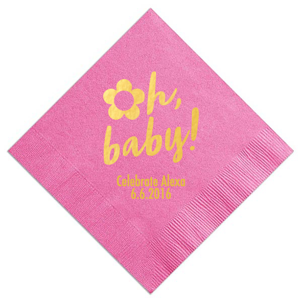 Personalized Oh Baby! Napkin, Gold Foil