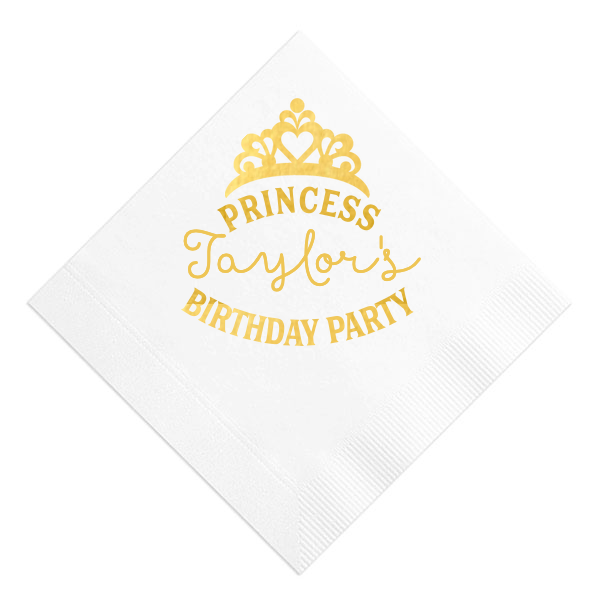 Party Princess Custom Napkin, Gold Foil