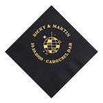 Retro Disco Ball Cocktail Napkin, Gold Foil