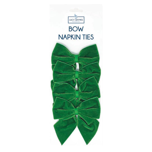Green Bow Napkin Ties, Pack of 4