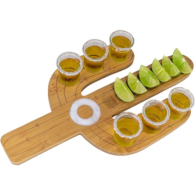 Cactus Tequila Party Tray and Shot Glasses Set