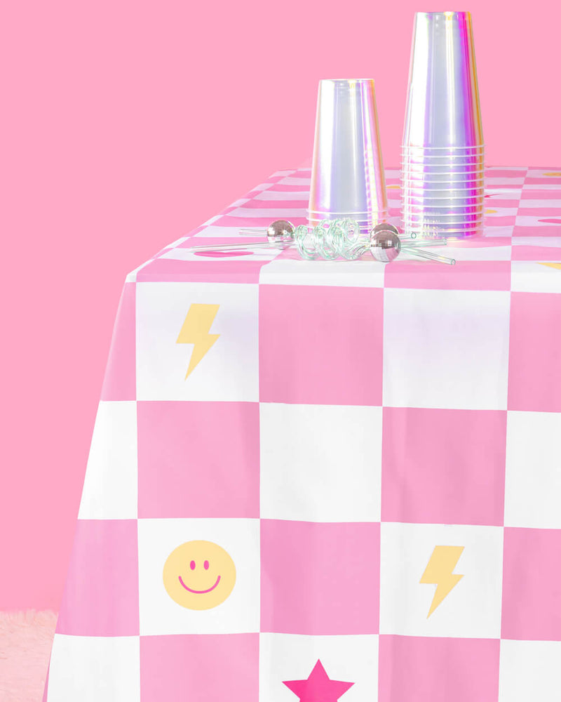 Preppy Party Tablecloth - Washable Table Cover