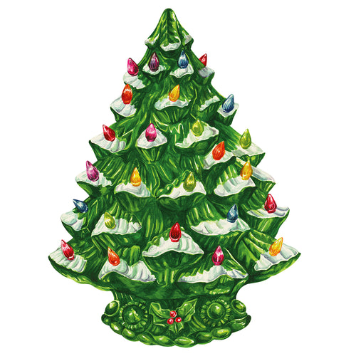 Die-Cut Vintage Christmas Tree Placemat, 12 Sheets