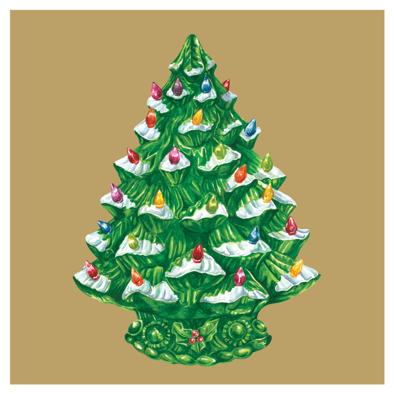 Vintage Christmas Tree Cocktail Napkin - Pack of 20