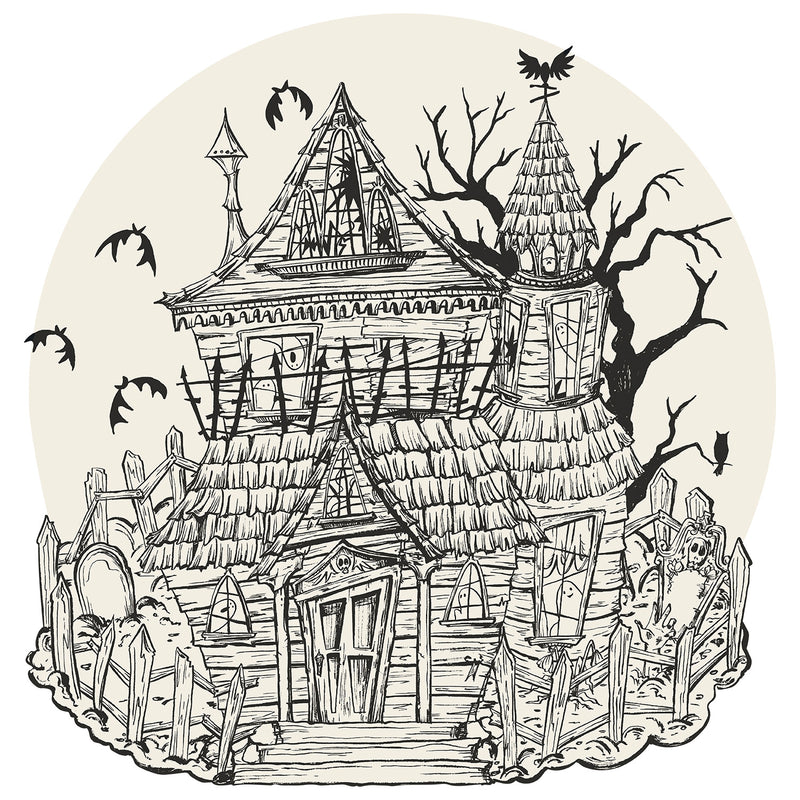 Die-cut Coloring Haunted House Placemat, Pack of 12