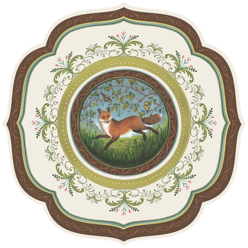 Die-cut Fanciful Fox China Placemat, Pack of 12