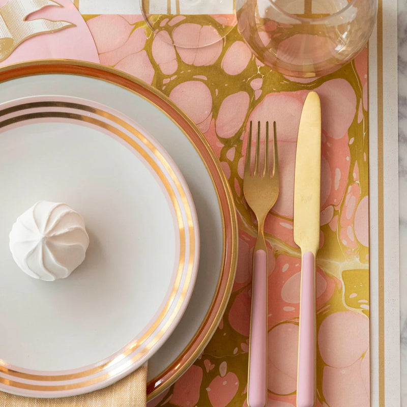 Pink & Green Stone Marbled Placemat, Set of 12