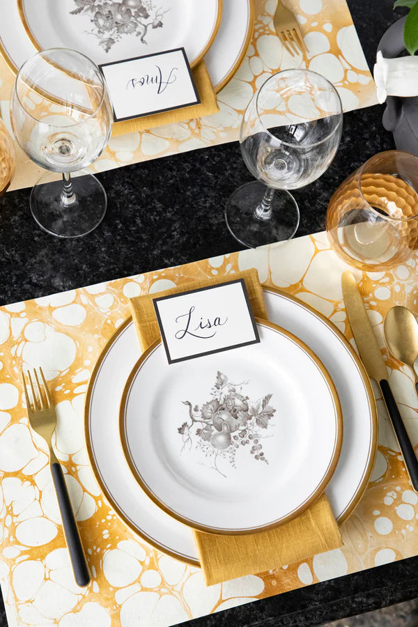 Gold Stone Marbled Placemat, Set of 12