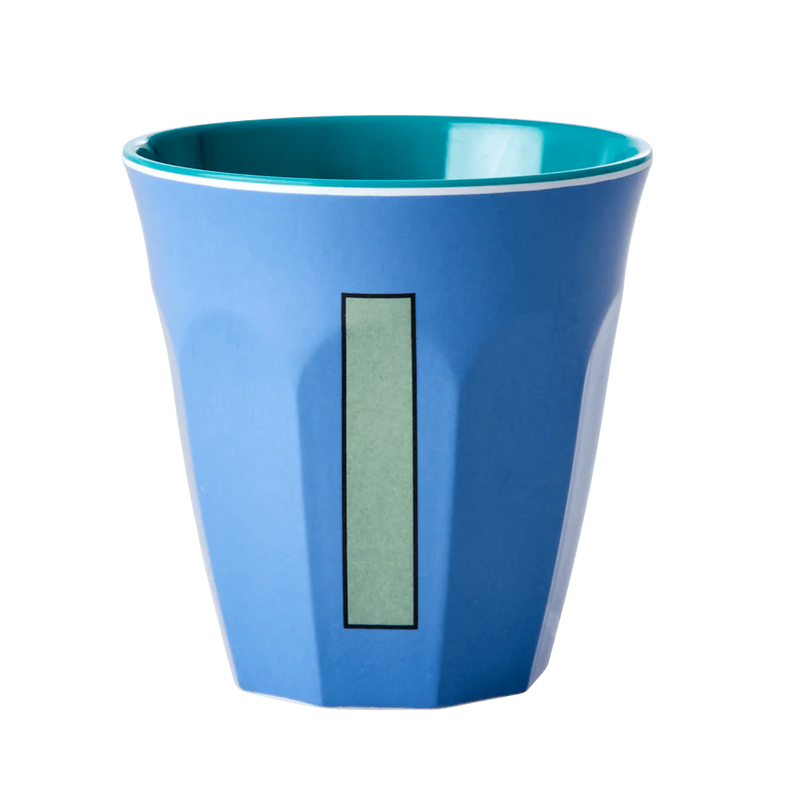 Melamine Cup - Medium with Alphabet in Bluish Colors | Letter I