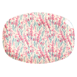 Medium Melamine Rectangular Plate - Pink - Floral Field Print