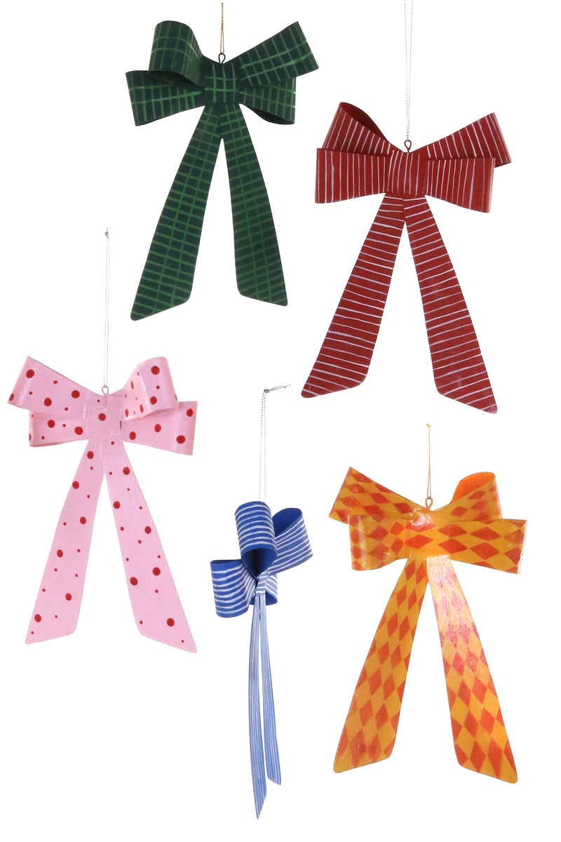 Colored Bow Ornaments, Set of 5