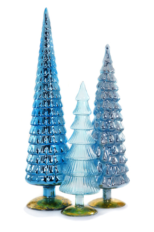 Winter Blue Large Trees, Set of 3