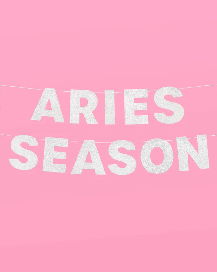 Aries Season Banner - Silver glitter banner