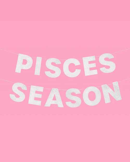 Pisces Season Banner - silver glitter banner