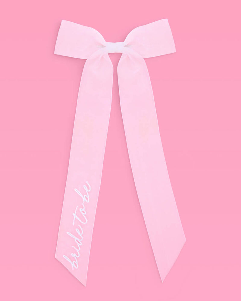 Bride To Be Bow - White Embroidered Bow