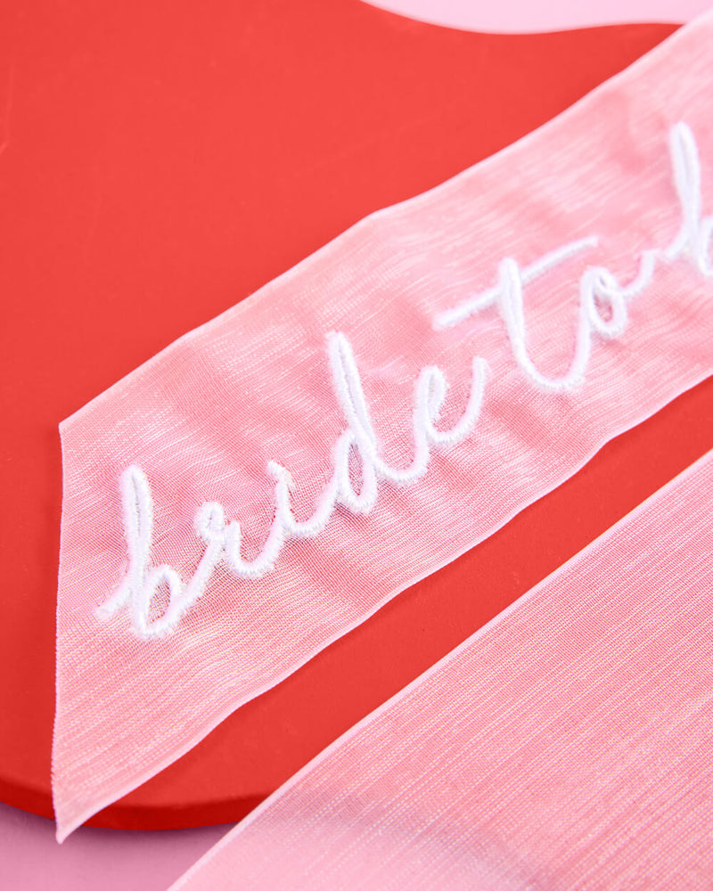 Bride To Be Bow - White Embroidered Bow