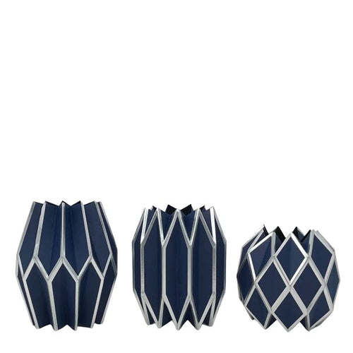 Navy and Silver Vase Wraps, Set of 3