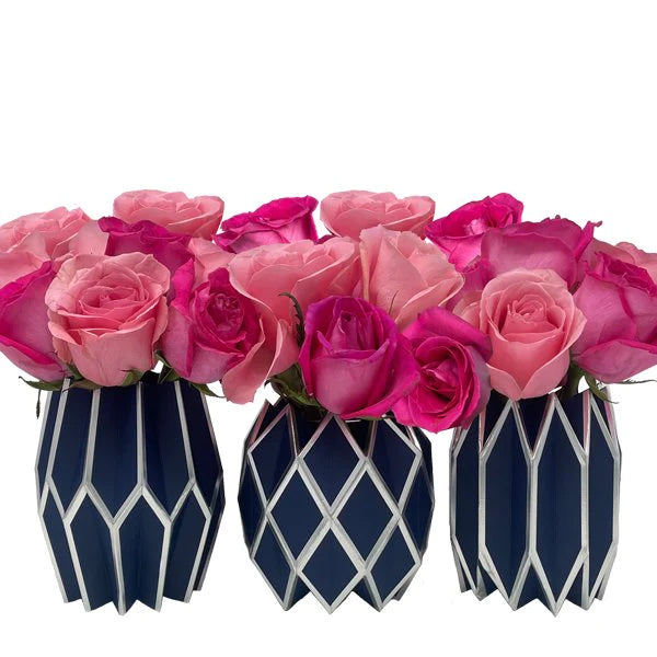 Navy and Silver Vase Wraps, Set of 3