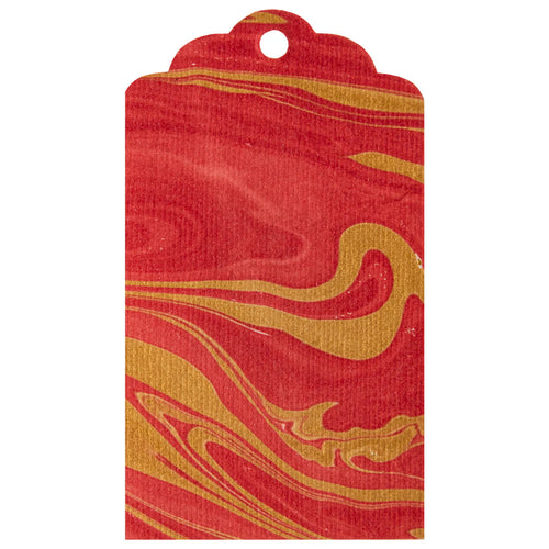 Red & Gold Vein Leaf Marbled Tags, Pack of 12