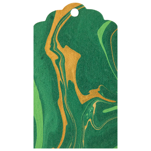 Green & Gold Vein Leaf Marbled Tags, Set of 12