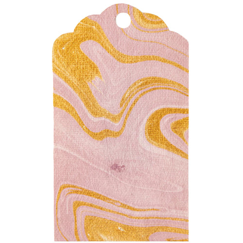 Pink & Gold Vein Marbled Tags, Set of 12