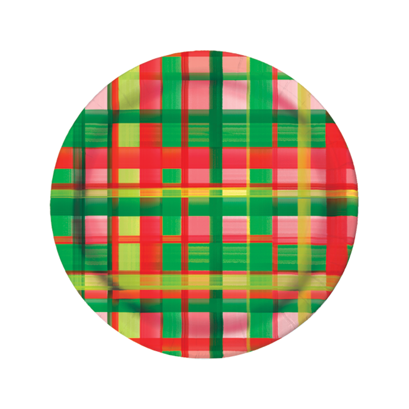 10" Holiday Plaid Plates, Pack of 8