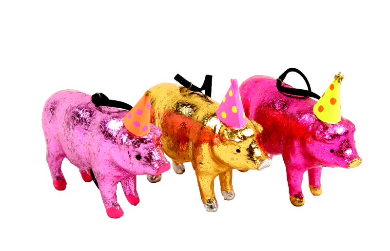 Lucky Pig Ornament, Case of 6