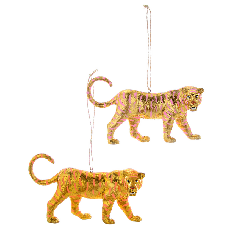 Gold Leaf Tiger Ornaments, Case of 6