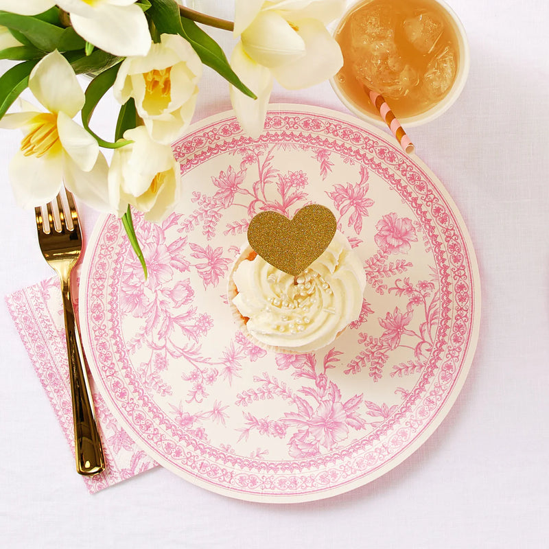 Pink Toile Large Plates, 10 per pack