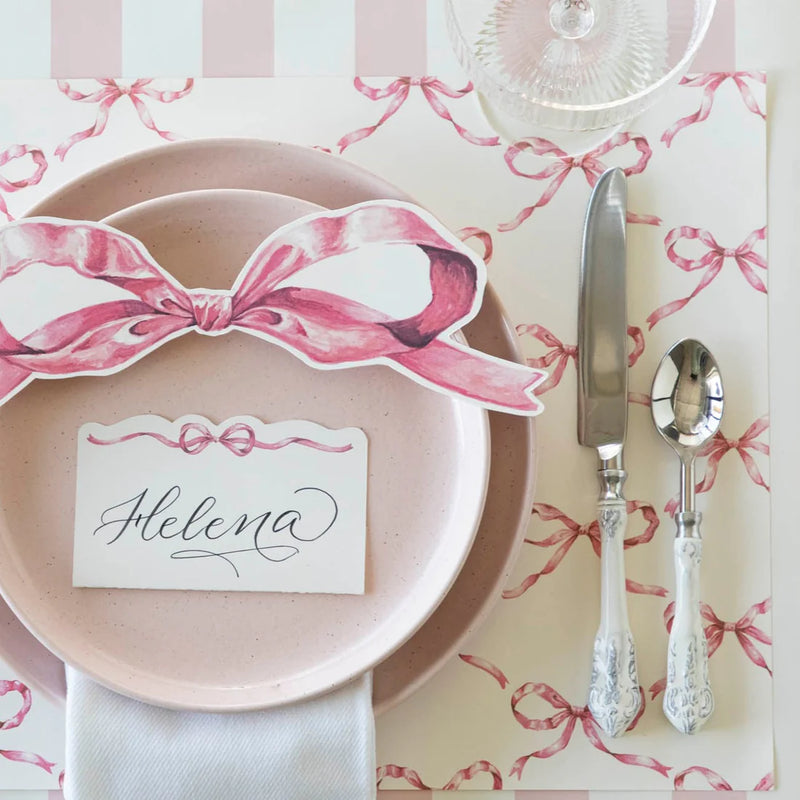 Pink Bow Lattice Placemat, Set of 24