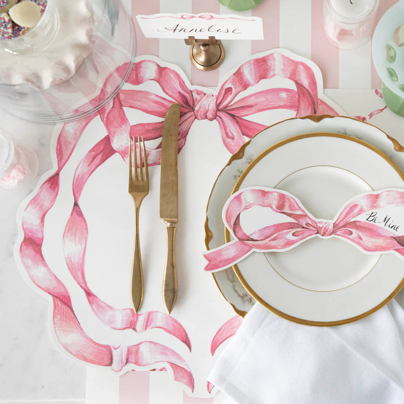 Pink Bow Placemat, Set of 24