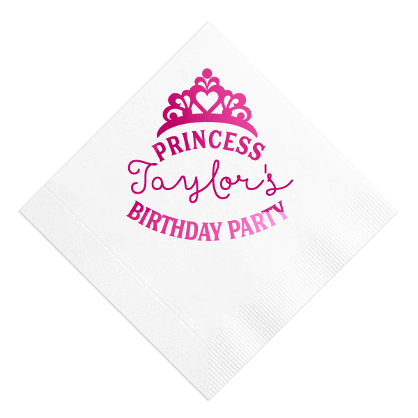 Party Princess Custom Napkin, Fuchsia Foil